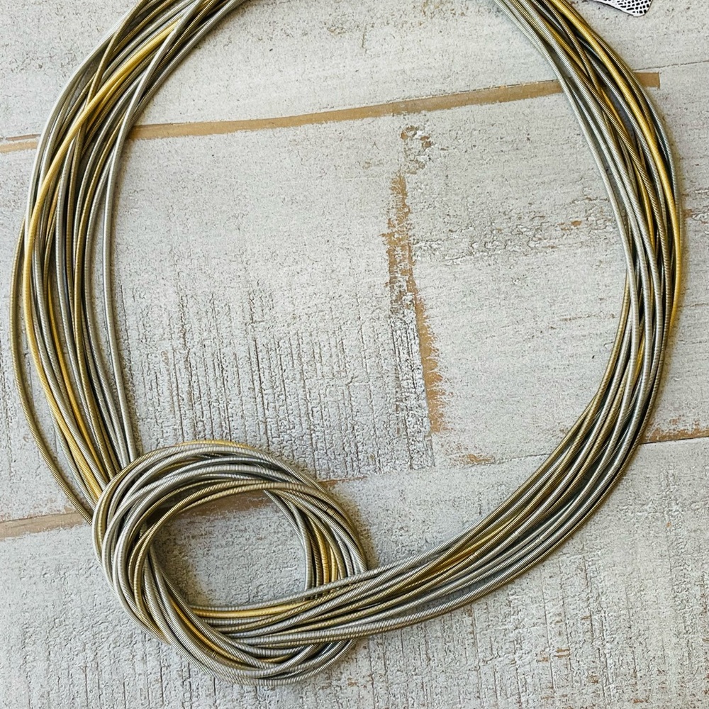 NEW Silver and Gold Infused Wire Knot Necklace